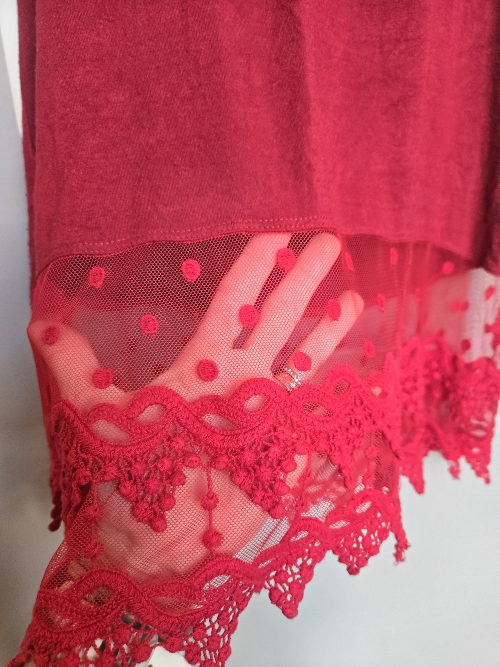 Fantastic Fawn red/Burgundy Lace Trim Slip Dress Extender - Wine - Size large - Picture 5 of 6